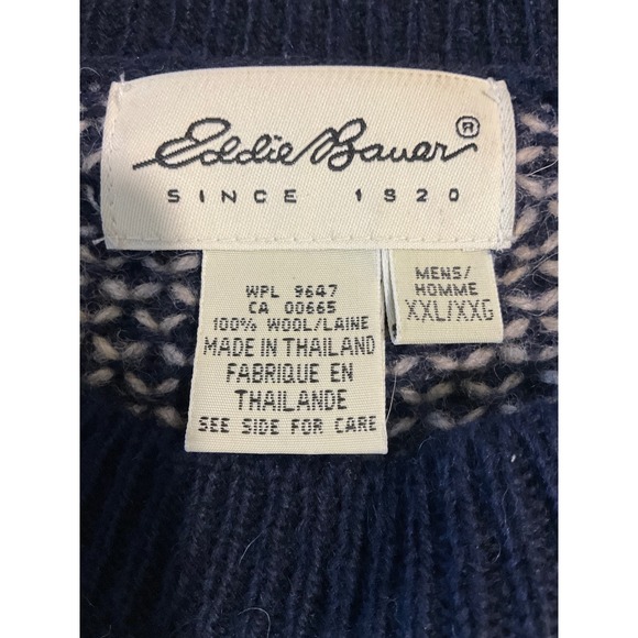 Vintage Eddie Bauer 100% Wool Pullover Sweater Crew Neck Grandpacore Winter XXL - Picture 4 of 7